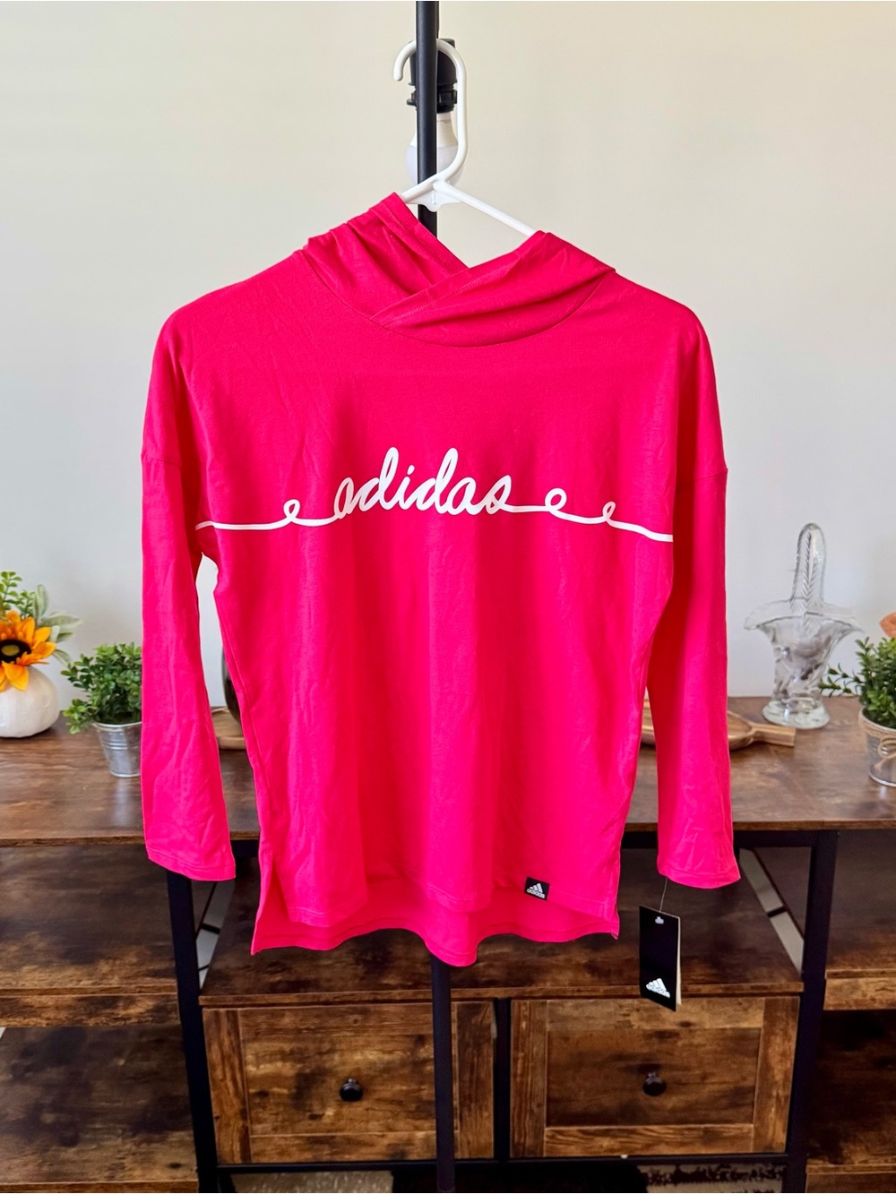 โจNWTโจ ADIDAS | Bright Pink Hooded Long Sleeve Top - YOUTH XL
